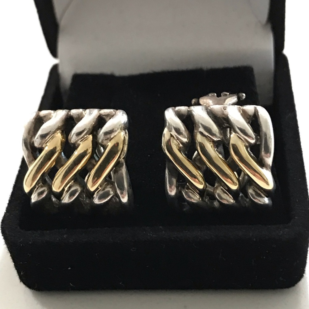 Basket weave SS925 & 18k Earrings